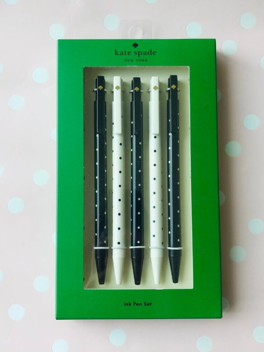 Kate Spade New York  Black & White Dot Click Pen Set  Black Inc 5 Set